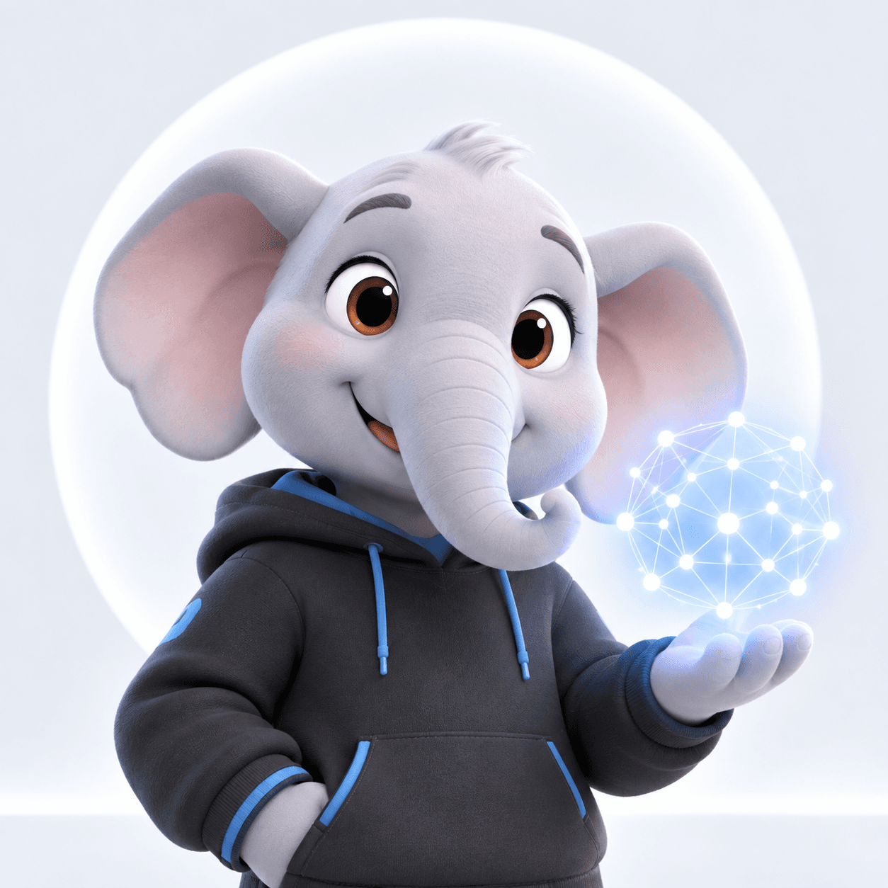 Wonderhow elephant holding an AI network
